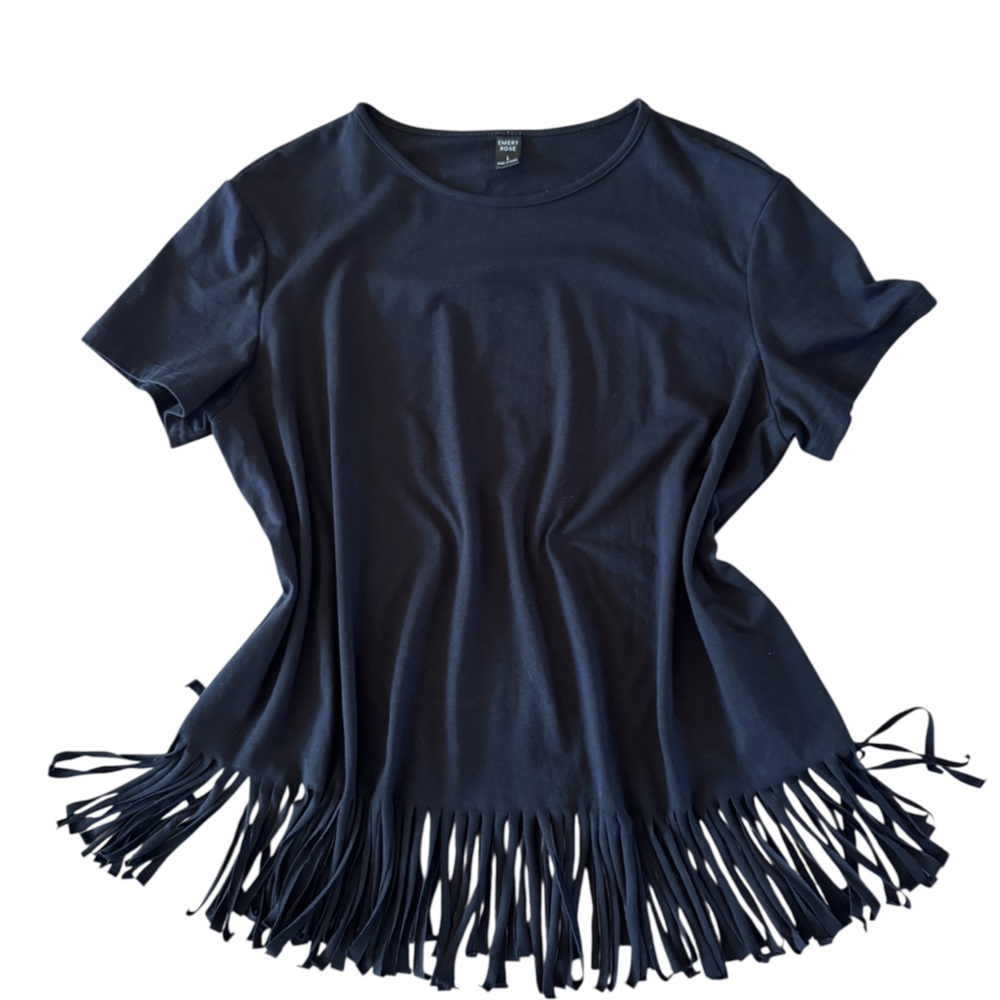 Fringe Hem Black Top